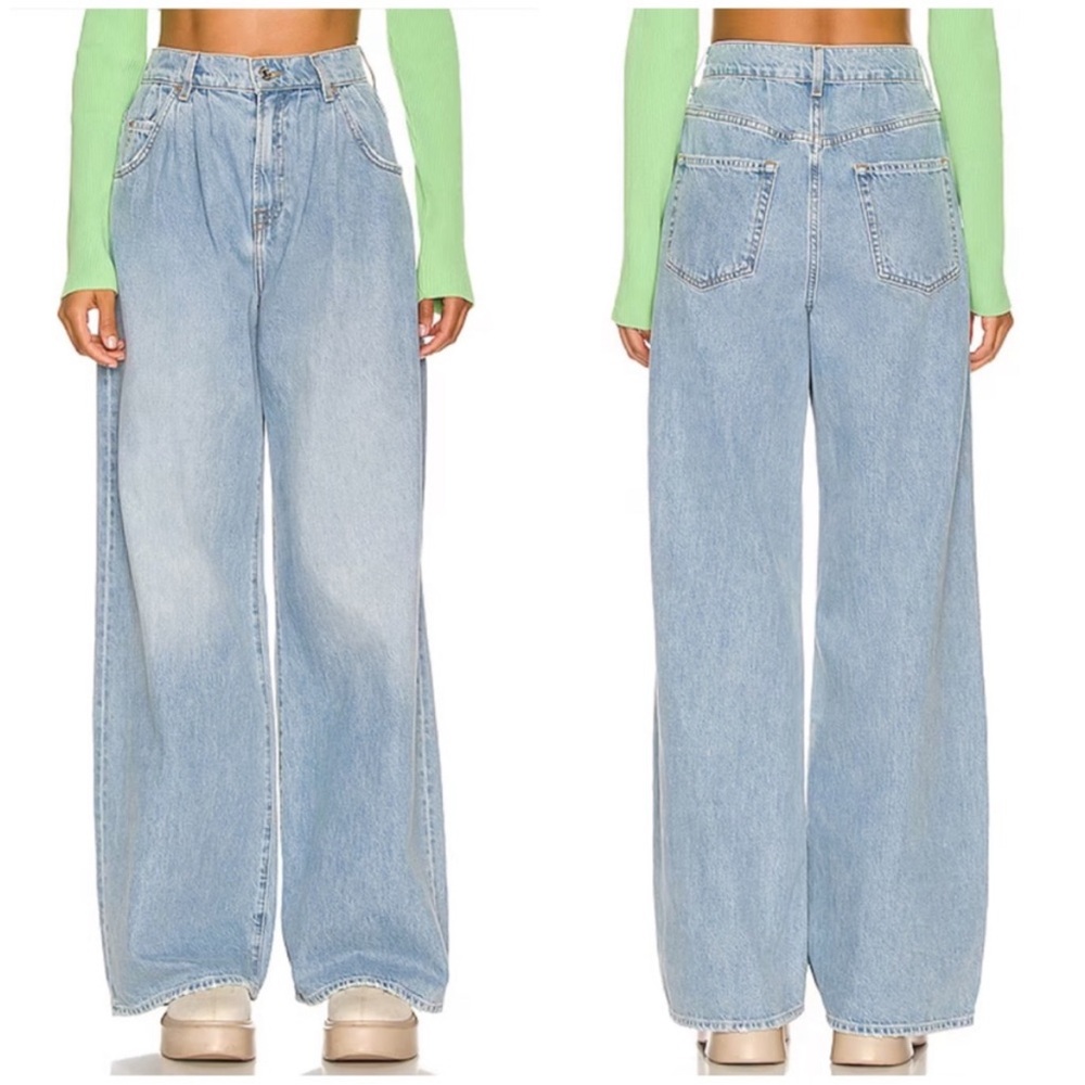 GRLFRND Chloe High Rise Pleated Wide Leg in Sawtelle Size 26 - Picture 4 of 13